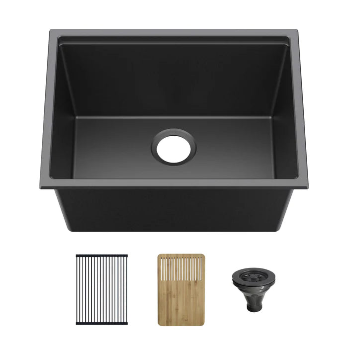 25" Undermount Workstation Single Bowl Quartz Kitchen Sink - C4-25ST (CF)