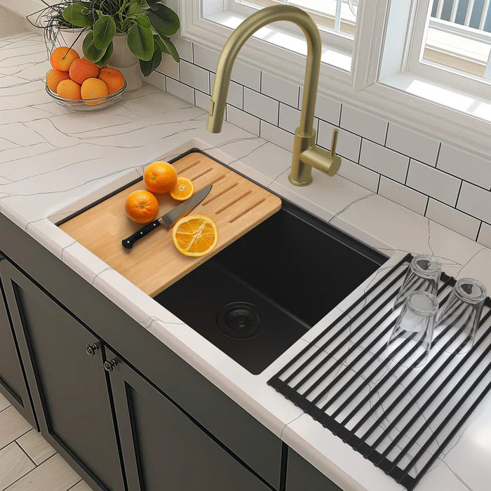 25" Undermount Workstation Single Bowl Quartz Kitchen Sink - C4-25ST (CF)