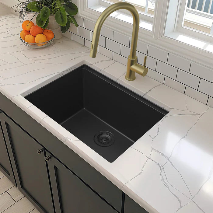 25" Undermount Workstation Single Bowl Quartz Kitchen Sink - C4-25ST (CF)