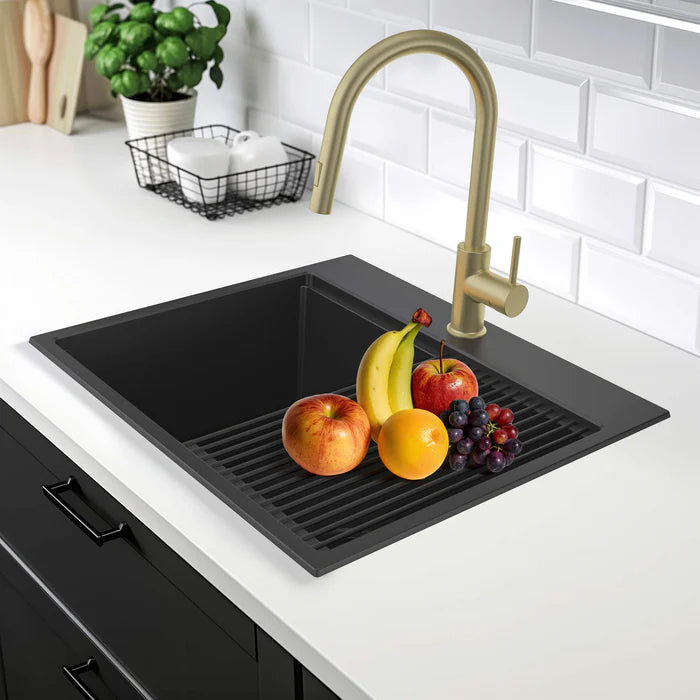 25" Top-Mount Workstation Single Bowl Quartz Kitchen Sink - C4-25TST (CF)