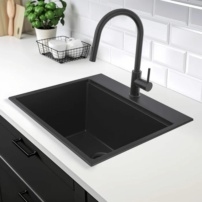25" Top-Mount Workstation Single Bowl Quartz Kitchen Sink - C4-25TST (CF)