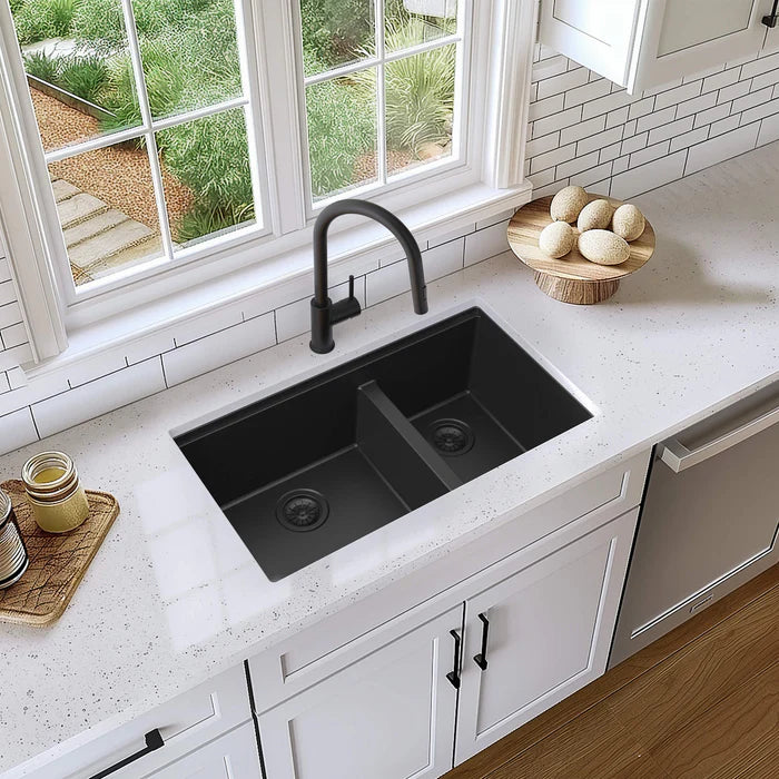 33" Undermount Workstation Double Bowl Quartz Kitchen Sink - C4-33DT (CF)