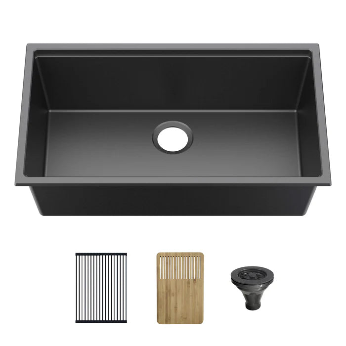 33" Undermount Workstation Single Bowl Quartz Kitchen Sink - C4-33ST (CF)