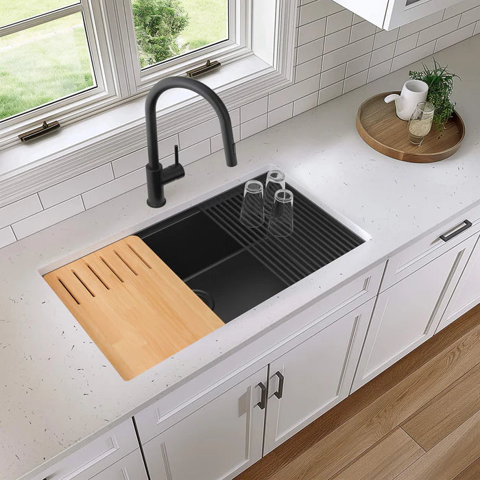 33" Undermount Workstation Single Bowl Quartz Kitchen Sink - C4-33ST (CF)