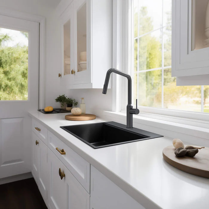 33" Top-Mount Workstation Single Bowl Quartz Kitchen Sink - C4-33TST (CF)