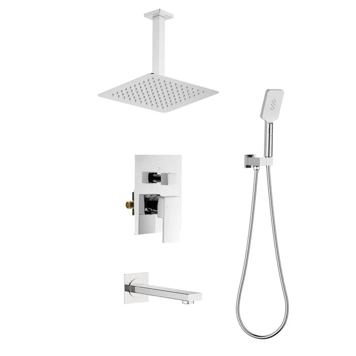 Quadra Pressure Balanced 3-Function Ceiling Mount Shower System with Rough-In Valve - CSF-4013 (CF)