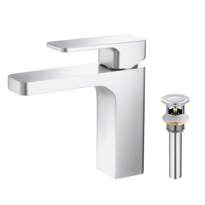 Fusion Single Handle Bathroom Vanity Sink Faucet with Pop Up Drain - CBF-1017 (CF)