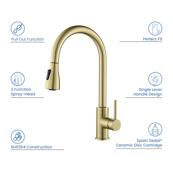 Value Collection - Single Handle Pull Down Kitchen Faucet - F102 (CF)