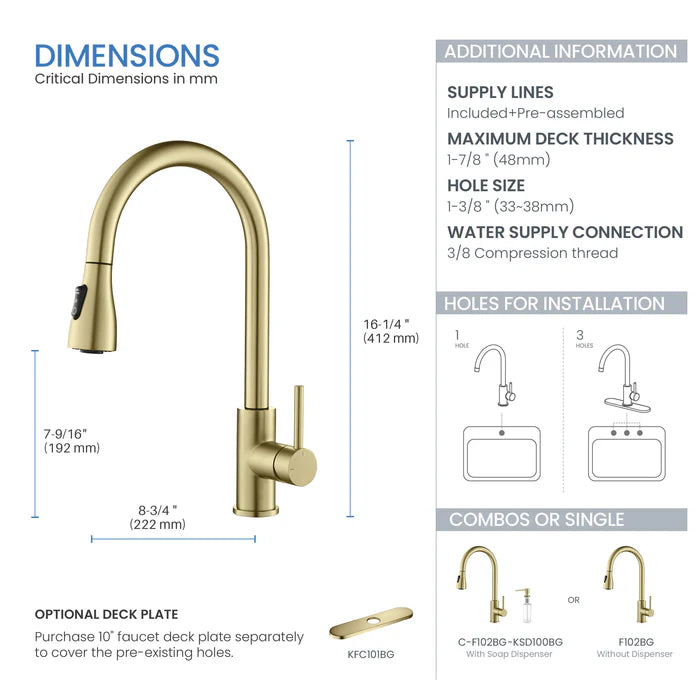 Value Collection - Single Handle Pull Down Kitchen Faucet - F102 (CF)