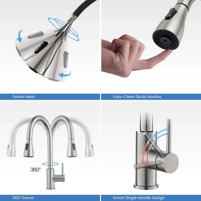 Value Collection - Single Handle Pull Down Kitchen Faucet - F102 (CF)