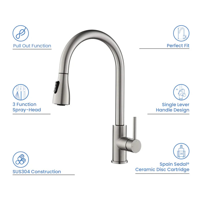 Value Collection - Single Handle Pull Down Kitchen Faucet - F102 (CF)