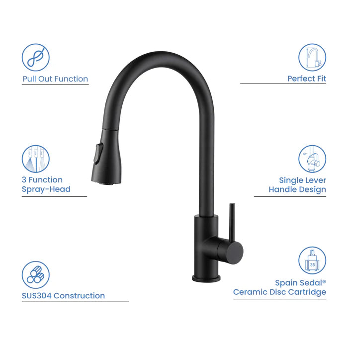 Value Collection - Single Handle Pull Down Kitchen Faucet - F102 (CF)
