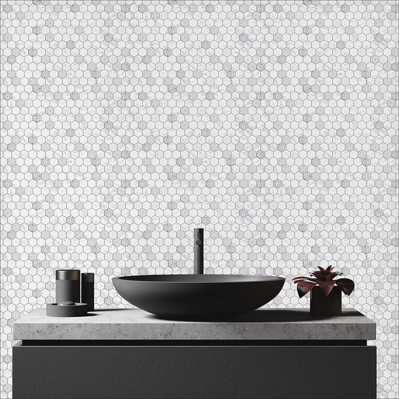 Concho Matte Hexagon Recycled Glass Mosaic (MYS)