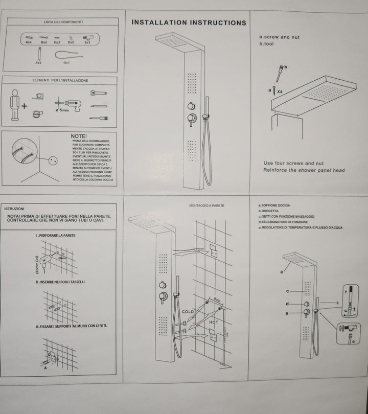 Shower Panel with Display A-MT-5503 White and Gold