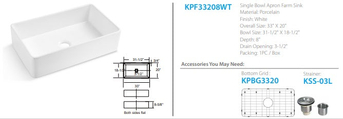 Oakland Porcelain Apron Farm Kitchen Sink