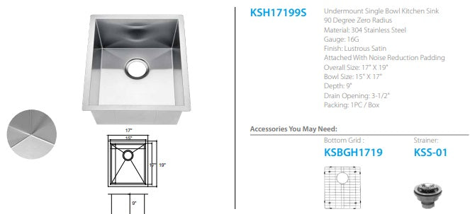 Oakland Fabricated Zero Radius Kitchen Sink