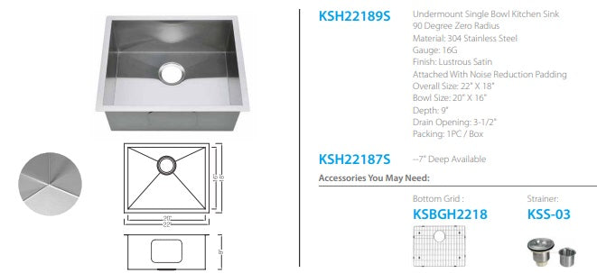 Oakland Fabricated Zero Radius Kitchen Sink