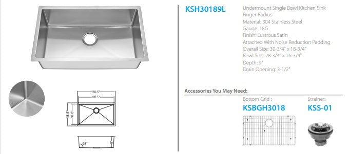 Oakland Finger Radius Kitchen Sink