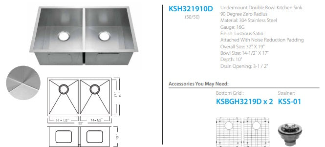 Oakland Fabricated Zero Radius Kitchen Sink