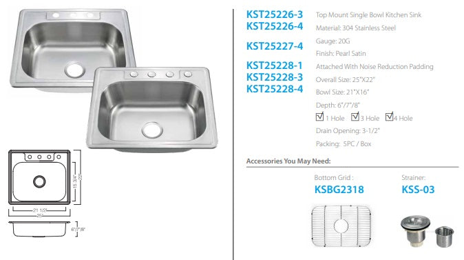 Oakland Top Mount Kitchen Sink