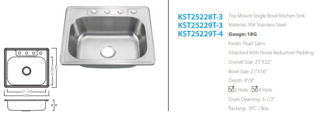 Oakland Top Mount Kitchen Sink