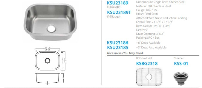 Oakland Undermount Single Kitchen Sink