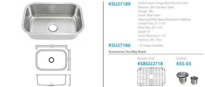 Oakland Undermount Single Kitchen Sink