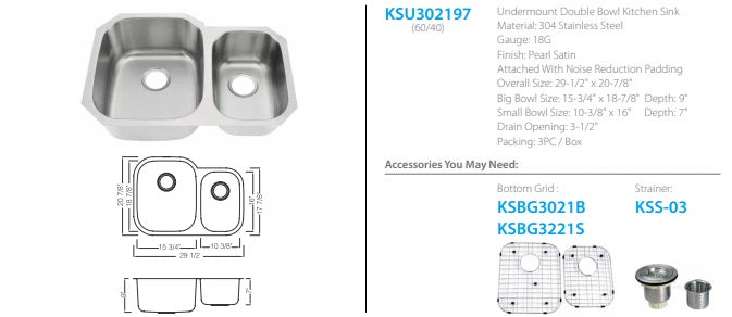 Oakland Undermount Double Kitchen Sink