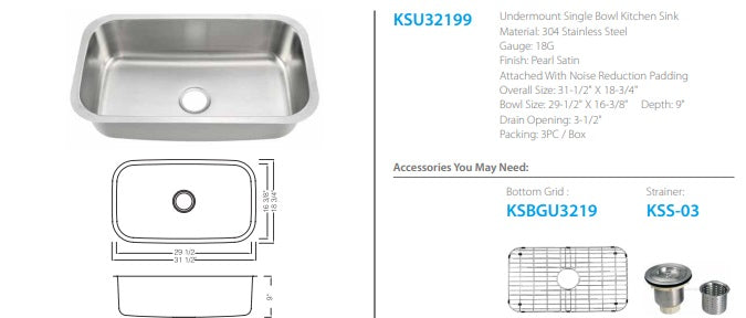 Oakland Undermount Single Kitchen Sink