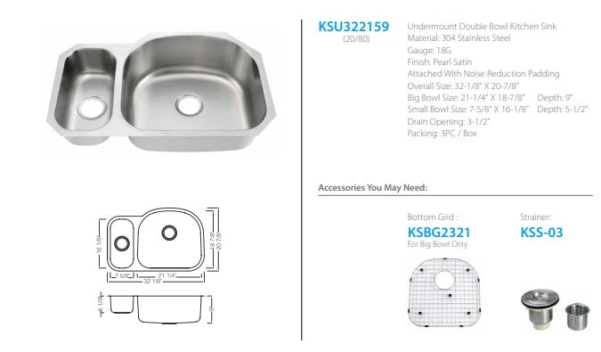 Oakland Undermount Double Kitchen Sink