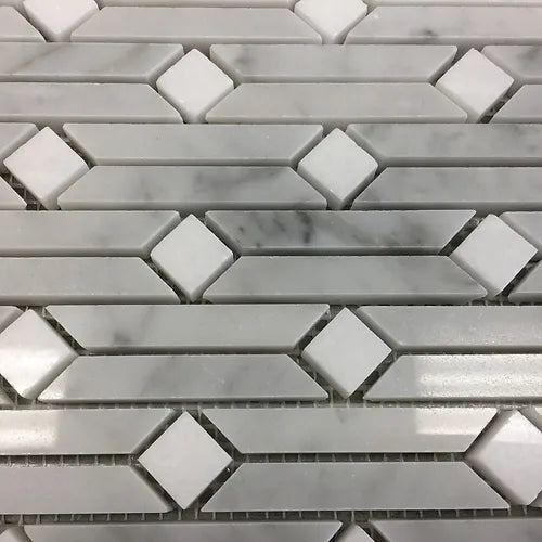 Elegant Mosaic MK1 White Carrara + Thassos White Random on 13" x 11.25"