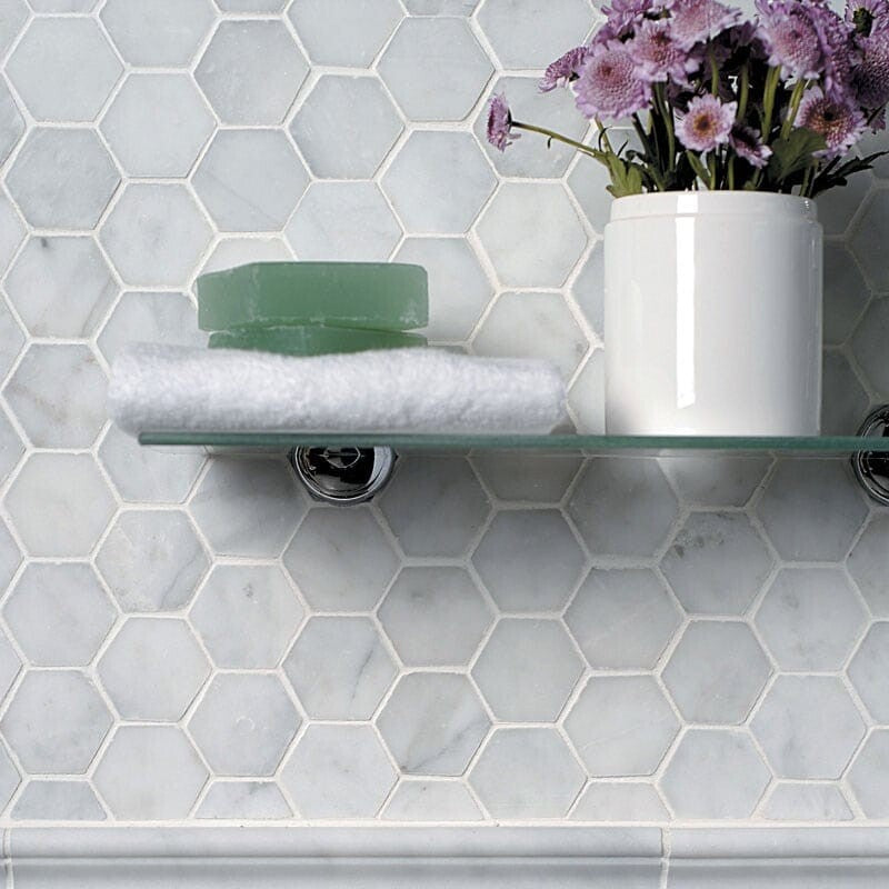 Glacier Honed Hexagon 2 Marble Mosaic (MYS)