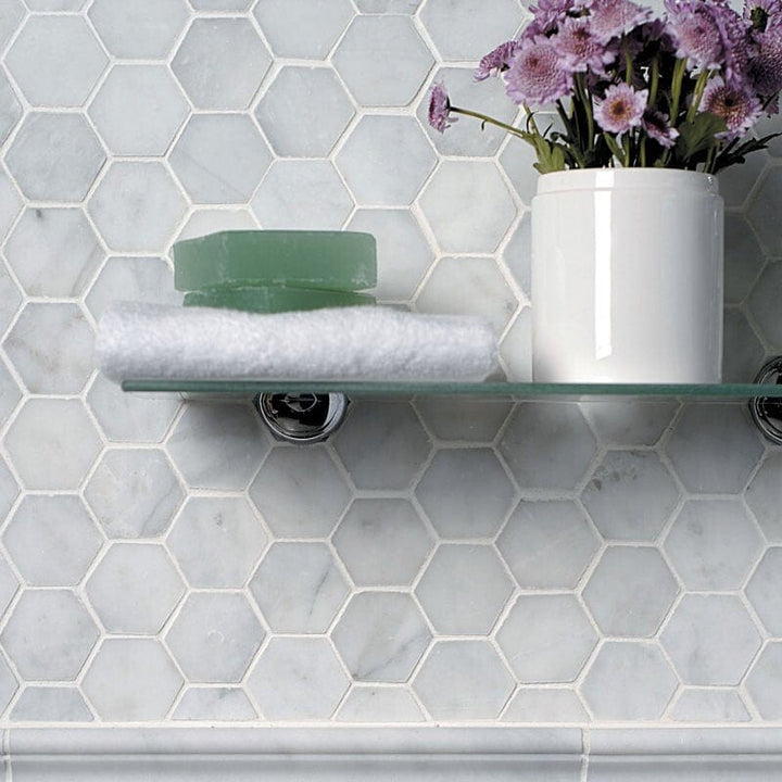 Glacier Honed Hexagon 2 Marble Mosaic (MYS)