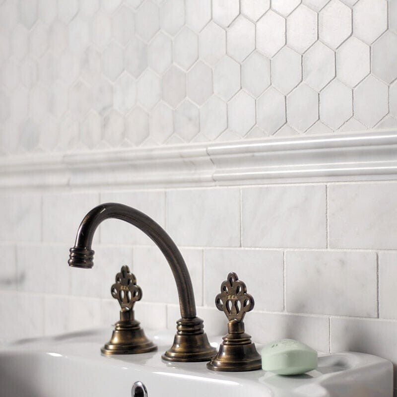 Glacier Honed Hexagon 2 Marble Mosaic (MYS)