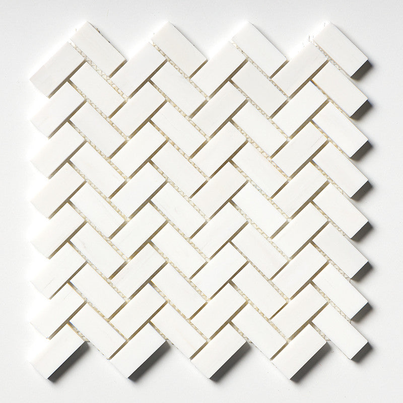 Snow White Polished Herringbone 1x2 Marble Mosaic (MYS)