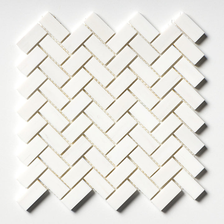 Snow White Polished Herringbone 1x2 Marble Mosaic (MYS)