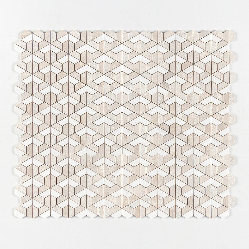 Diana Royal&snow White Textured 3d Hexagon Marble Mosaic (MYS)