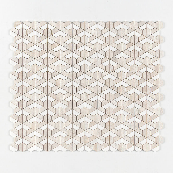 Diana Royal&snow White Textured 3d Hexagon Marble Mosaic (MYS)