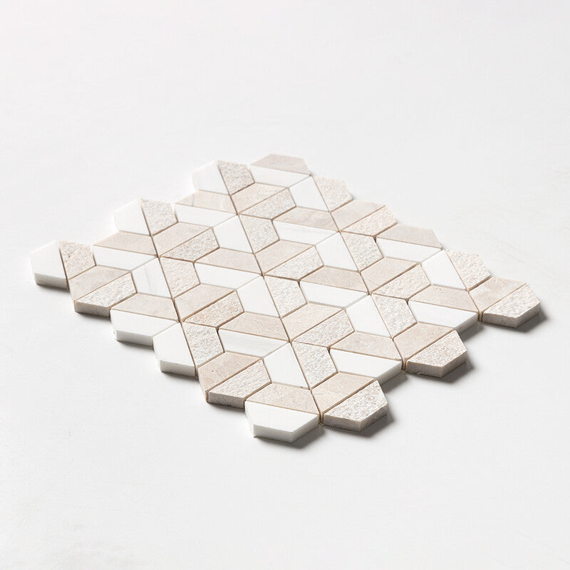 Diana Royal&snow White Textured 3d Hexagon Marble Mosaic (MYS)