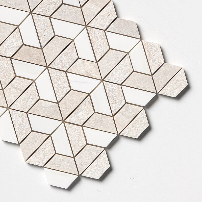 Diana Royal&snow White Textured 3d Hexagon Marble Mosaic (MYS)