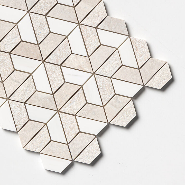 Diana Royal&snow White Textured 3d Hexagon Marble Mosaic (MYS)