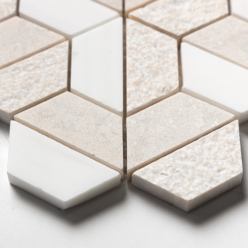 Diana Royal&snow White Textured 3d Hexagon Marble Mosaic (MYS)