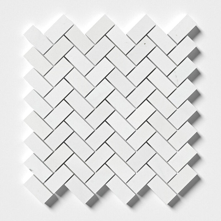 Aspen White Polished Herringbone 1x2 Marble Mosaic (MYS)
