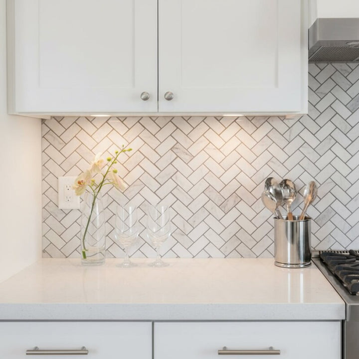 Avalon Polished Herringbone 1x2 Marble Mosaic (MYS)