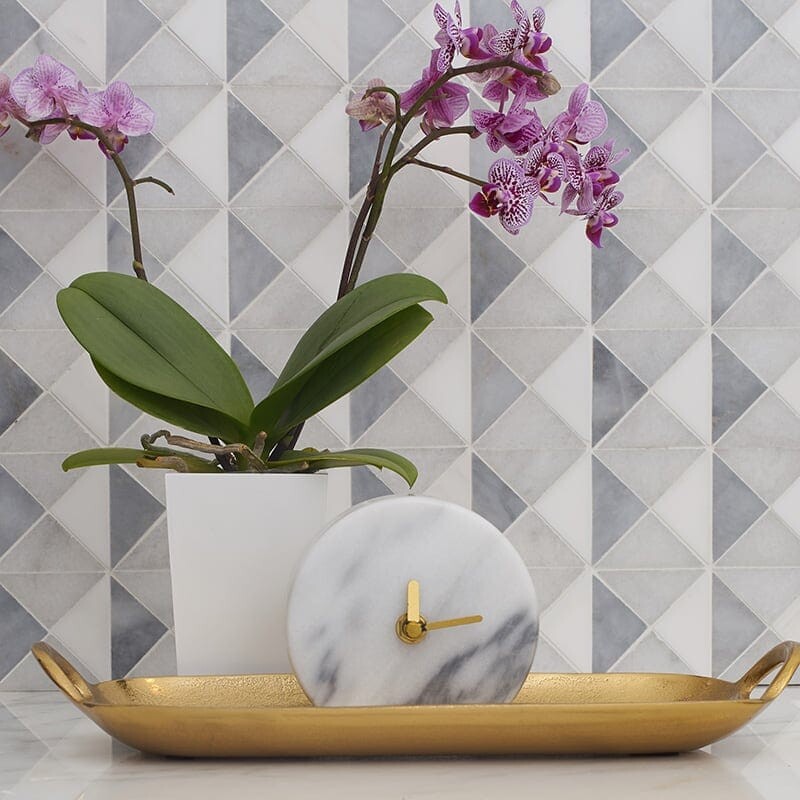Snow White, Allure, Glacier Multi Finish Devon Marble Mosaic (MYS)