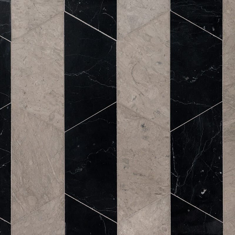 Britannia, Black Honed Mcm Hexagon Limestone Mosaic (MYS)