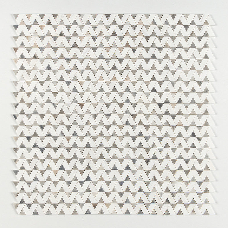 Skyline, Snow White Honed Monte Marble Mosaic (MYS)