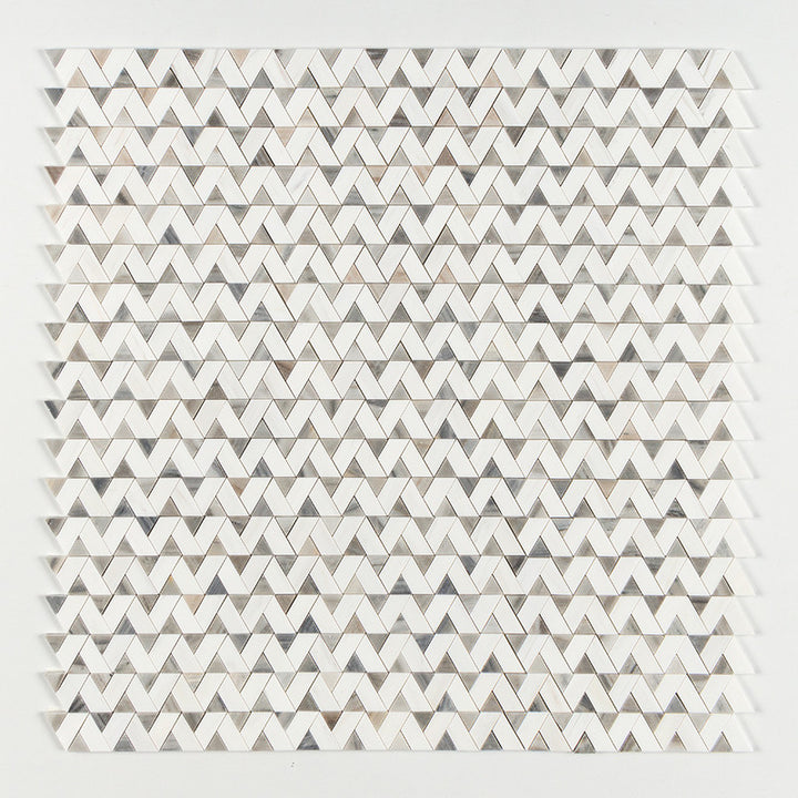 Skyline, Snow White Honed Monte Marble Mosaic (MYS)