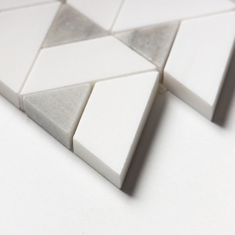 Skyline, Snow White Honed Monte Marble Mosaic (MYS)