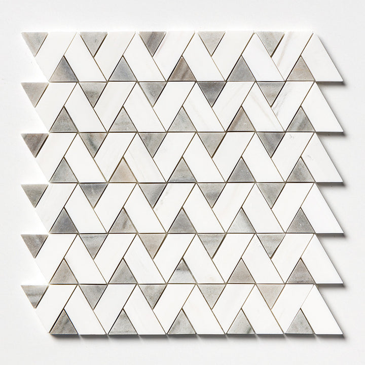 Skyline, Snow White Honed Monte Marble Mosaic (MYS)